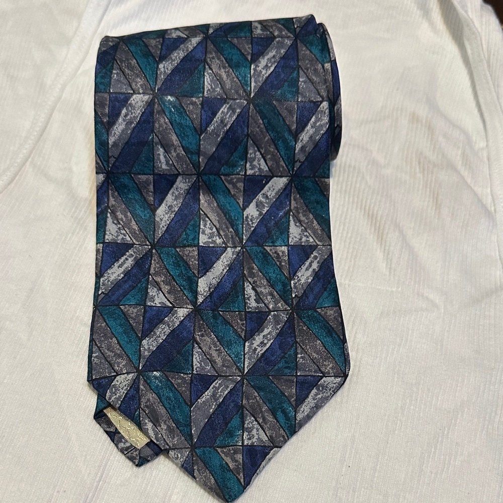 Balmain Blue and Gray Geometric Tie
